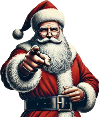 Santa Claus pointing at the viewer, similar to Uncle Sam recruitment posters